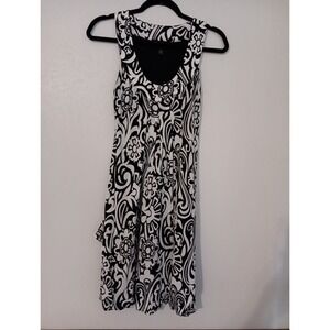 International Concepts Dress Sleeveless pockets Black White Floral lined L 36